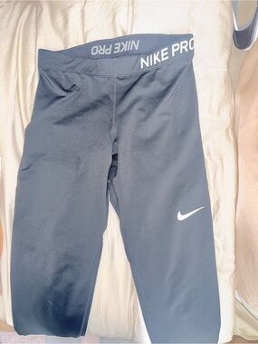 Nike Black womens Training Leggings with White Swoosh
